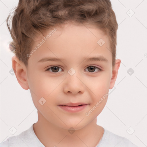 Neutral white child male with short  brown hair and brown eyes