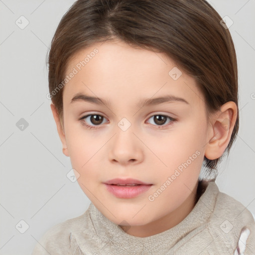 Neutral white child female with short  brown hair and brown eyes