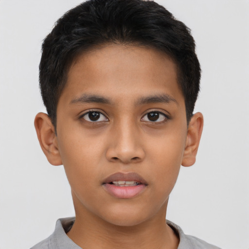 Neutral latino young-adult male with short  brown hair and brown eyes