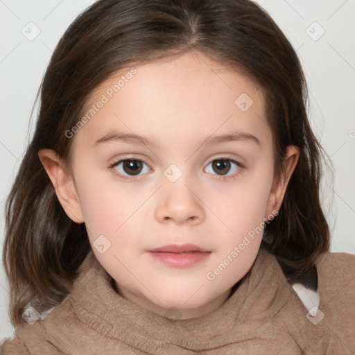 Neutral white child female with medium  brown hair and brown eyes