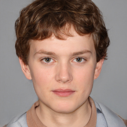 Neutral white child male with short  brown hair and blue eyes