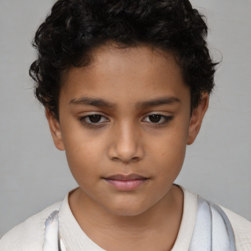 Neutral latino child female with short  brown hair and brown eyes