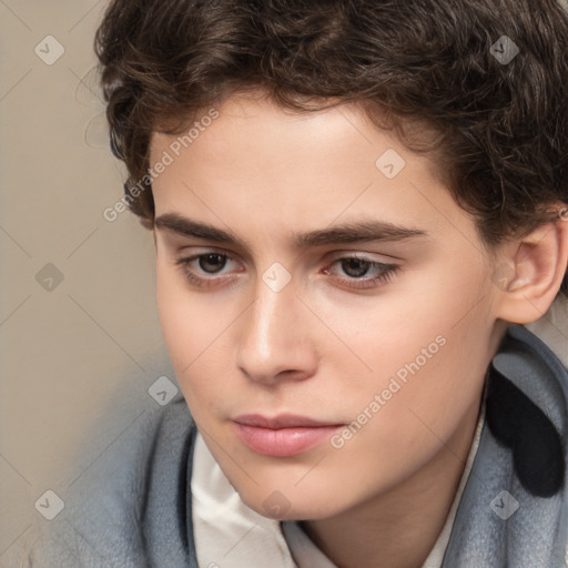 Neutral white child male with short  brown hair and brown eyes