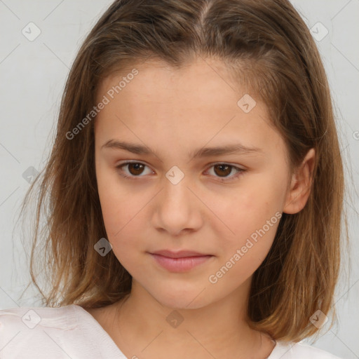 Neutral white child female with medium  brown hair and brown eyes