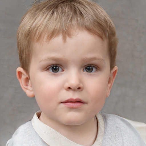 Neutral white child male with short  brown hair and blue eyes