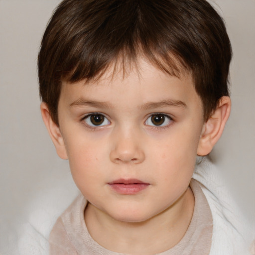 Neutral white child female with short  brown hair and brown eyes