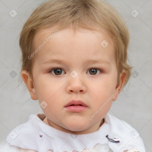 Neutral white child female with medium  brown hair and brown eyes