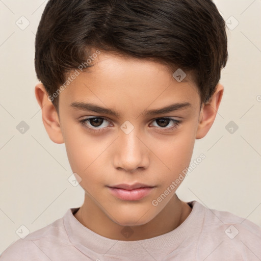 Neutral white child male with short  brown hair and brown eyes