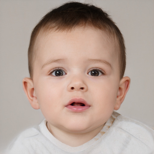 Neutral white child male with short  brown hair and brown eyes