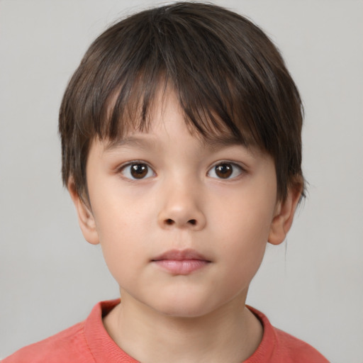 Neutral white child male with short  brown hair and brown eyes