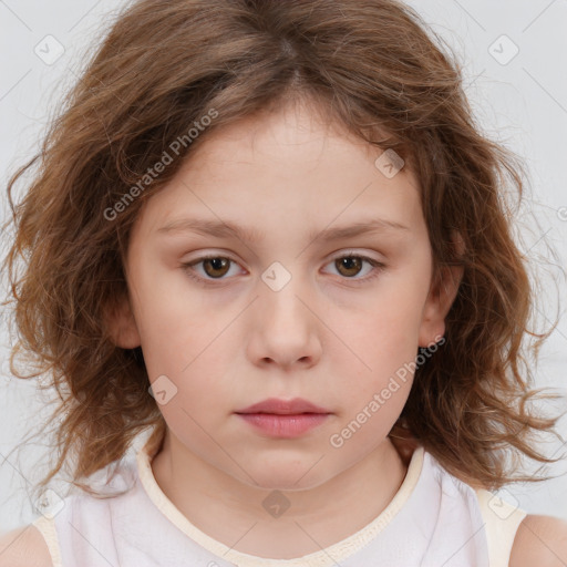 Neutral white child female with medium  brown hair and brown eyes