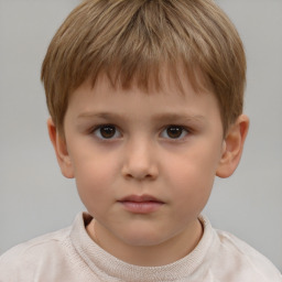 Neutral white child male with short  brown hair and brown eyes