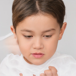 Neutral white child female with short  brown hair and brown eyes