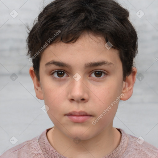 Neutral white child male with short  brown hair and brown eyes