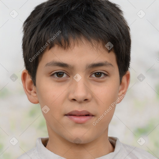 Neutral white child male with short  brown hair and brown eyes