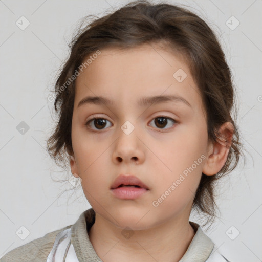 Neutral white child female with medium  brown hair and brown eyes