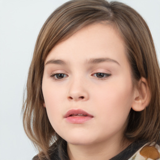 Neutral white child female with medium  brown hair and brown eyes