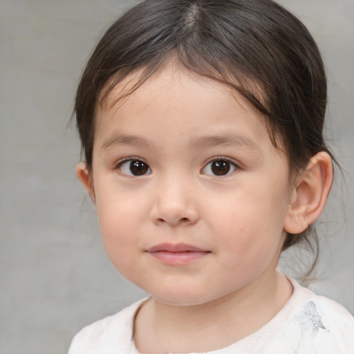 Neutral white child female with medium  brown hair and brown eyes