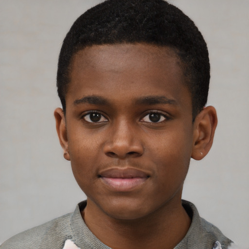 Neutral black child male with short  brown hair and brown eyes