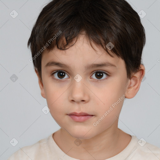 Neutral white child male with short  brown hair and brown eyes