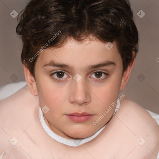 Neutral white child male with short  brown hair and brown eyes