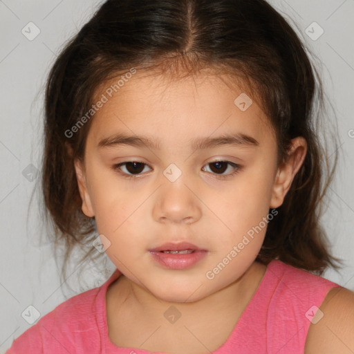 Neutral white child female with medium  brown hair and brown eyes