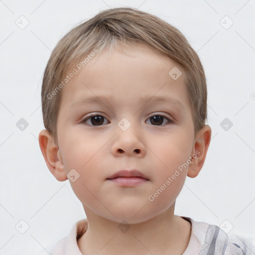 Neutral white child female with short  brown hair and brown eyes