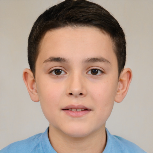 Neutral white child male with short  brown hair and brown eyes