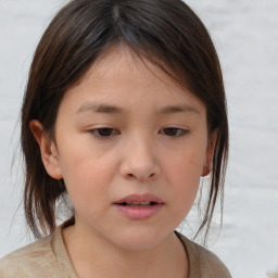 Neutral white child female with medium  brown hair and brown eyes