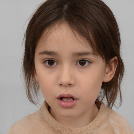 Neutral white child female with medium  brown hair and brown eyes