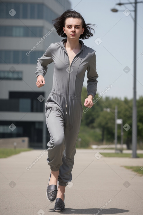 Bulgarian young adult non-binary with  gray hair