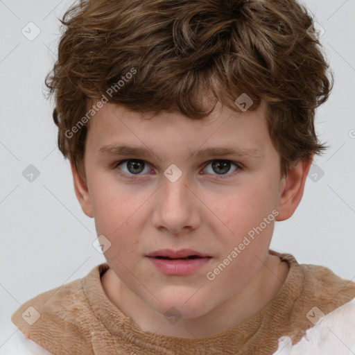 Neutral white child male with short  brown hair and brown eyes