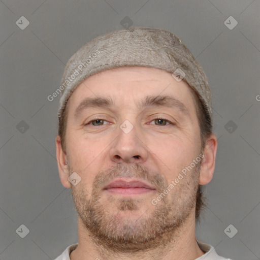 Neutral white adult male with short  brown hair and brown eyes