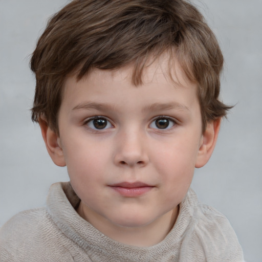 Neutral white child male with short  brown hair and brown eyes