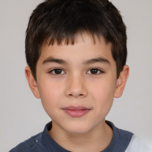 Neutral white child male with short  brown hair and brown eyes