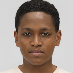 Neutral black young-adult male with short  brown hair and brown eyes