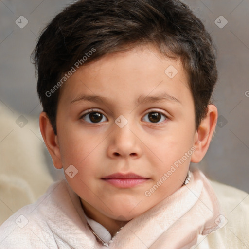 Neutral white child female with short  brown hair and brown eyes