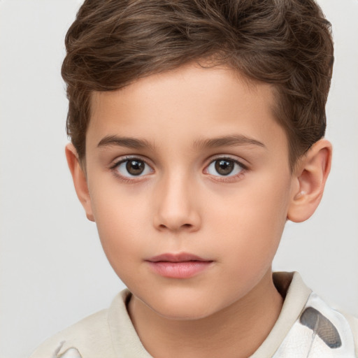 Neutral white child male with short  brown hair and brown eyes