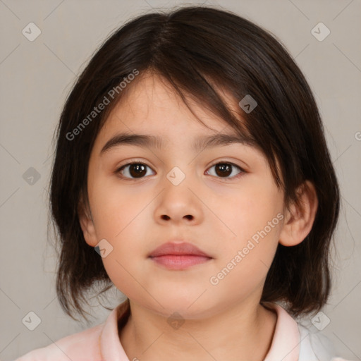 Neutral white child female with medium  brown hair and brown eyes