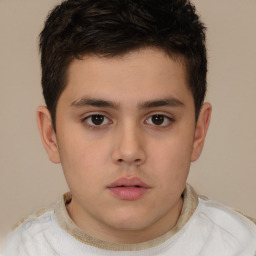 Neutral white child male with short  brown hair and brown eyes