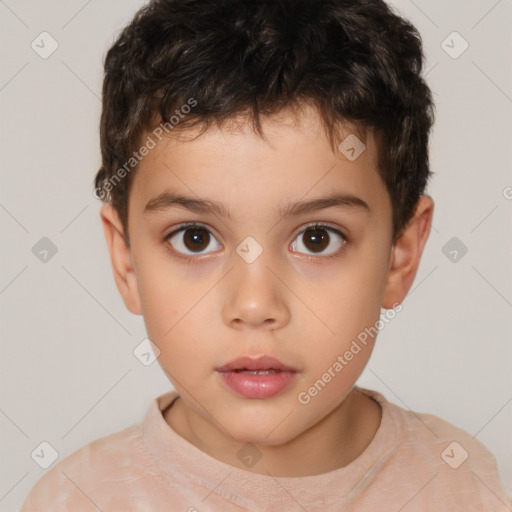 Neutral white child male with short  brown hair and brown eyes