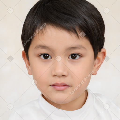 Neutral white child male with short  brown hair and brown eyes