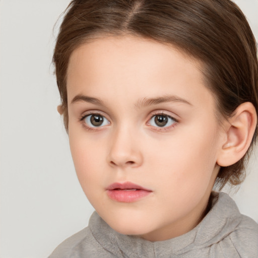 Neutral white child female with short  brown hair and brown eyes