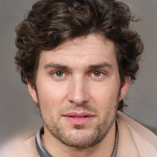 Neutral white adult male with short  brown hair and brown eyes