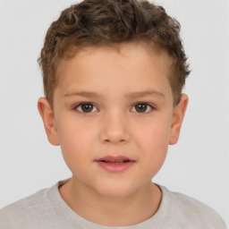 Neutral white child male with short  brown hair and brown eyes