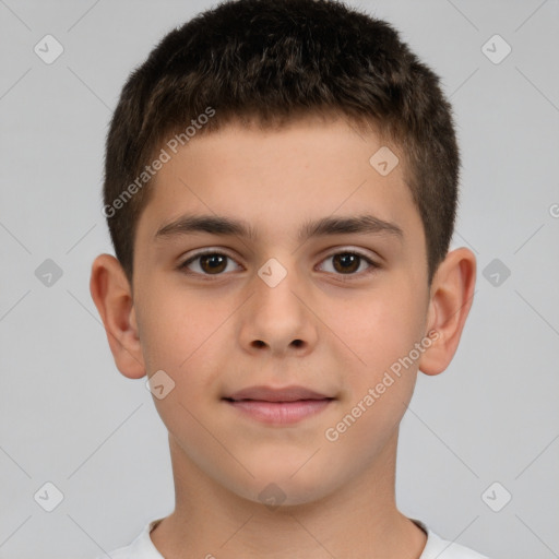 Neutral white child male with short  brown hair and brown eyes