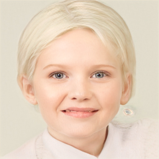 Joyful white young-adult female with medium  blond hair and blue eyes