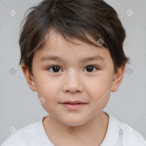 Neutral white child male with short  brown hair and brown eyes