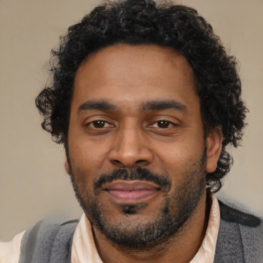 Neutral latino adult male with short  black hair and brown eyes