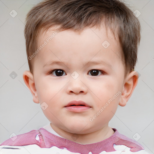 Neutral white child male with short  brown hair and brown eyes